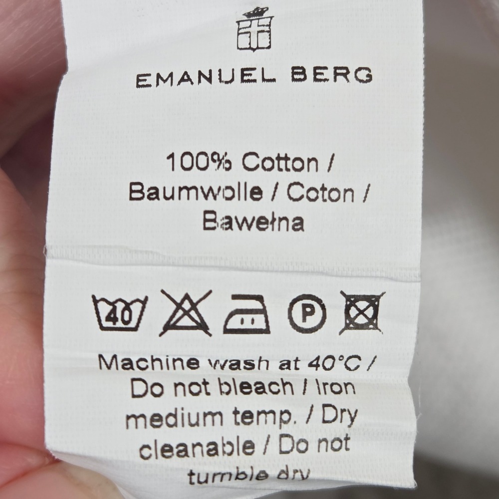 Emanuel Berg Mens White Modern Fit Cotton Button Down Shirt XL 17.5 Poland - Picture 5 of 8